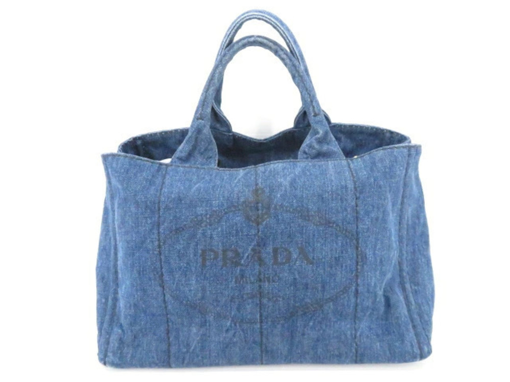 Prada Bag Handbag Canapa Denim Blue